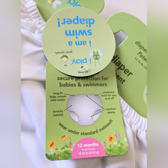 I Play, Swimsuit Diaper, White, Size 12 Months - Picture 3 of 6